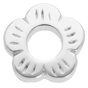 Perles rondelles fleur 10.5 mm - Placage Argent fin vieilli x4