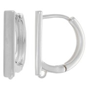 Dormeuses barre 15.5x12 mm avec 1 anneau ouvert - Placage Argent fin x2