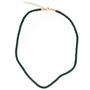 Collier cordon torsadé en polyester 4 mm - Acier inox 304 - Doré - Vert foncé x1