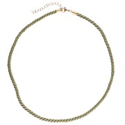 Collier cordon torsadé en polyester 4 mm - Acier inox 304 - Doré - Kaki x1