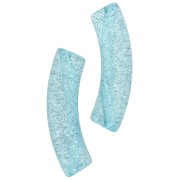 Perles tube incurvé 32x8 mm en acrylique transparente - Bleu Pailleté Argenté x6