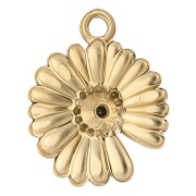 Breloque fleur 15 mm avec strass - Acier inoxydable 304 Doré - Crystal x1