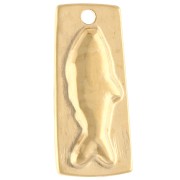 Pendentif rectangle irrégulier 31x14 mm motif poisson Doré à l'or fin Orange x1