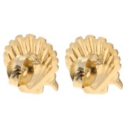 Boucles d'oreilles coquillage 13 mm Doré à l'or fin - Turquoise - Bleu pailleté x2