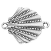 Intercalaire coquillage 22x17.5 mm - Placage Argent fin vieilli x1