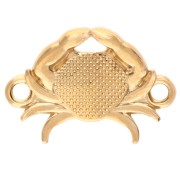 Intercalaire crabe 19x13 mm avec résine époxy Doré à l'or fin - Saumon nacré x1