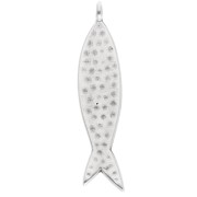 Pendentif poisson 35x8 mm - Placage Argent fin vieilli - Turquoise x1