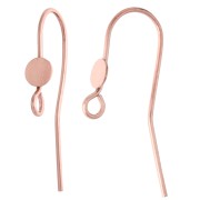 Crochet d'oreilles 20 mm et disque pour cabochon 5 mm - Argent 925 Doré Rose x2