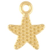 Breloque étoile de mer 11.5x9 mm avec résine époxy - Doré à l'or fin - Fuchsia x1