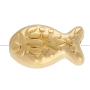 Perle poisson texturé 6x10.5 mm - Doré à l'or fin x1