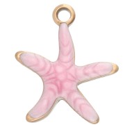 Breloque étoile de mer 12x11 mm avec époxy - Acier Inoxydable 304 - Rose x1