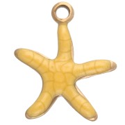 Breloque étoile de mer 12x11 mm avec époxy - Acier Inoxydable 304 - Jaune x1