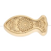 Perle poisson rayé 7x15 mm avec epoxy - Doré à l'or fin Turquoise Ivoire x 1