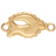 Intercalaire oiseau 20x10 mm avec résine époxy - Doré à l'or fin - Blanc x1