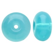 Perles rondelles 12x7 mm en résine translucide - Bleu Caraïbes x6