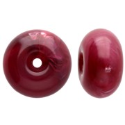 Perles rondelles 12x7 mm en résine opaque - Grenat marbré x6