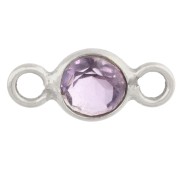 Intercalaire rond facetté 4.5 mm avec pierre gemme - Argent 925 - Amethyste