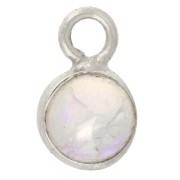 Breloque ronde 4.5 mm avec pierre gemme - Argent 925 - Opale x1