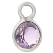 Breloque ronde facettée 4.5 mm avec pierre gemme - Argent 925 - Amethyste x1
