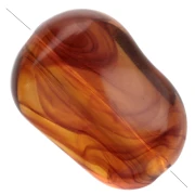 Perles ovale irrégulières 16x11 mm en acrylique transparent - Marbré Ambre x15