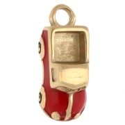 Breloque cabriolet 17x7 mm avec résine époxy - Acier Inox 304 Doré - Rouge x1