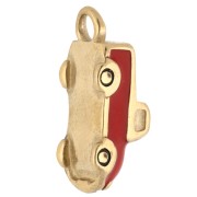Breloque cabriolet 17x7 mm avec résine époxy - Acier Inox 304 Doré - Rouge x1