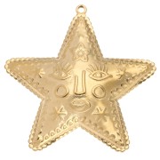 Pendentif étoile 29x28.5 mm - motif visage - Acier Inoxydable 304 Doré x1