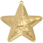 Pendentif étoile 44.5x43.5 mm - motif visage - Acier Inoxydable 304 Doré x1