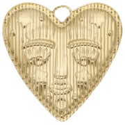 Pendentif coeur 30x28.5 mm - motif visage - Acier Inoxydable 304 Doré x1