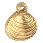 Breloque coquillage 11x10 mm avec résine époxy - Acier inoxydable Doré 304 - Bleu