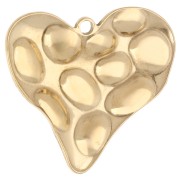 Pendentif cœur martelé 31.5x34 mm - Acier inoxydable 304 Doré x 1