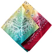 Vert - Bandana 100% coton - motif Cachemire - Tie and Dye - Rouge - Jaune - Vert x1 Bandana 100% coton - motif Cachemire - Tie and Dye - Rouge - Jaune - Vert x1