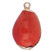 Pendentif coquillage Cauri teinté de 20 à 25 mm avec bordures dorées - Orange x1