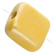 Perle carrée 10 mm en céramique - Yellow x1