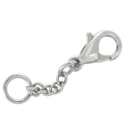 Fermoirs mousquetons 10 mm avec chaînette d'extension et anneau - Argenté x5