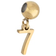 Perle stoppeur 5 mm avec breloque chiffre 7 - Acier inoxydable 304 Doré x1
