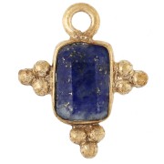 Breloque rectangle facettée 13x11 mm pierre gemme - Doré à l'or fin - Lapis lazuli