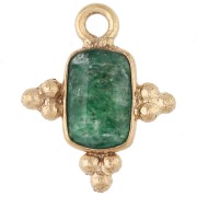 Breloque rectangle facettée 13x11 mm pierre gemme - Doré à l'or fin - Aventurine