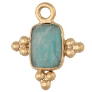 Breloque rectangle facettée 13x11 mm pierre gemme - Doré à l'or fin - Amazonite