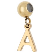 Perle stoppeur 5 mm avec breloque lettre A - Acier inoxydable 304 Doré x1