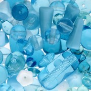 Assortiment de perles de bohème - Bleu aqua x50g