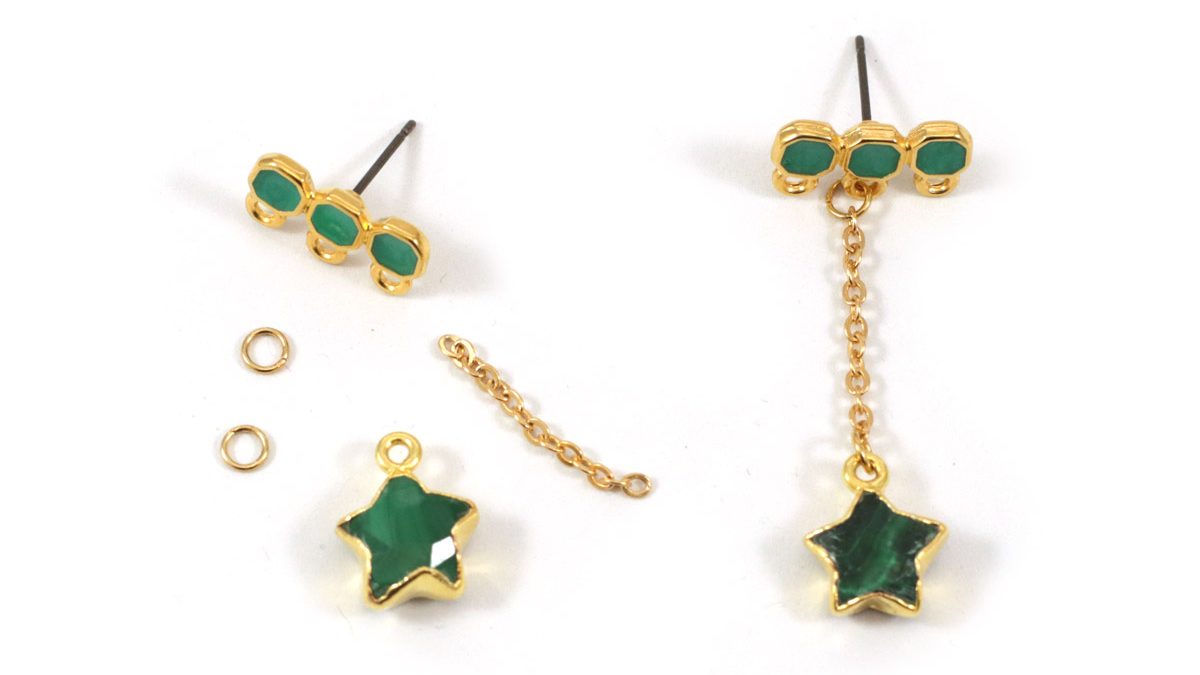 Boucles d'oreilles pendantes en Malachite : Etape 1 Boucles d'oreilles pendantes en Malachite : Etape 1