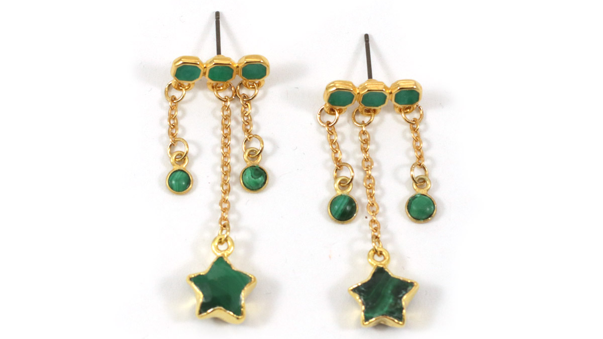 Boucles d'oreilles pendantes en Malachite : Etape 2 Boucles d'oreilles pendantes en Malachite : Etape 2