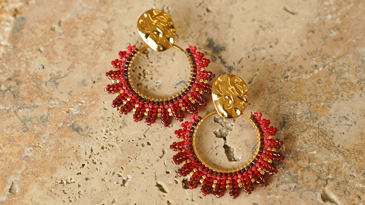 Boucles d'oreilles Soleil en Herringbone Boucles d'oreilles Soleil en Herringbone