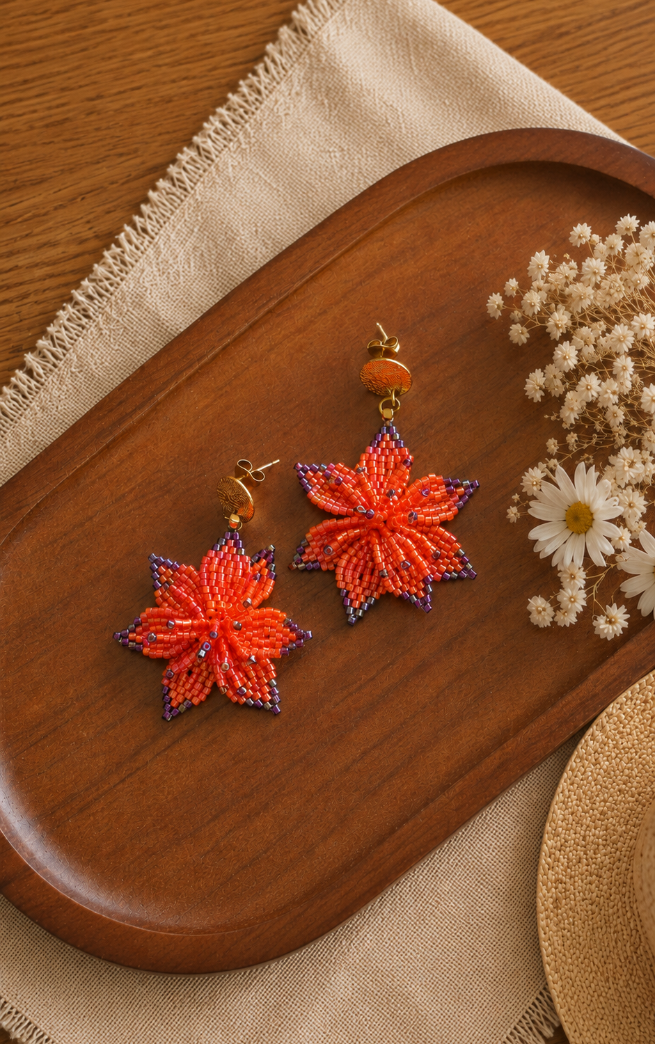Schéma Boucles d'oreilles fleurs 7 pétales tissées Schéma Boucles d'oreilles fleurs 7 pétales tissées