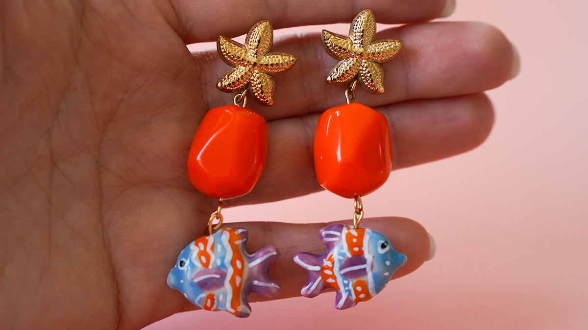 Boucles d'oreilles pendantes étoiles de mer et poissons : Etape 3 Boucles d'oreilles pendantes étoiles de mer et poissons : Etape 3