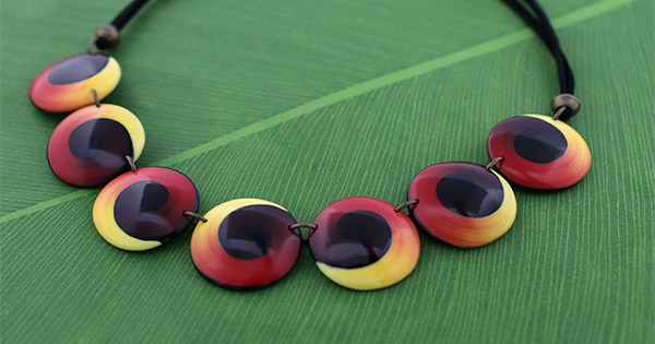 Cane spirale en fimo et collier lentilles Cane spirale en fimo et collier lentilles