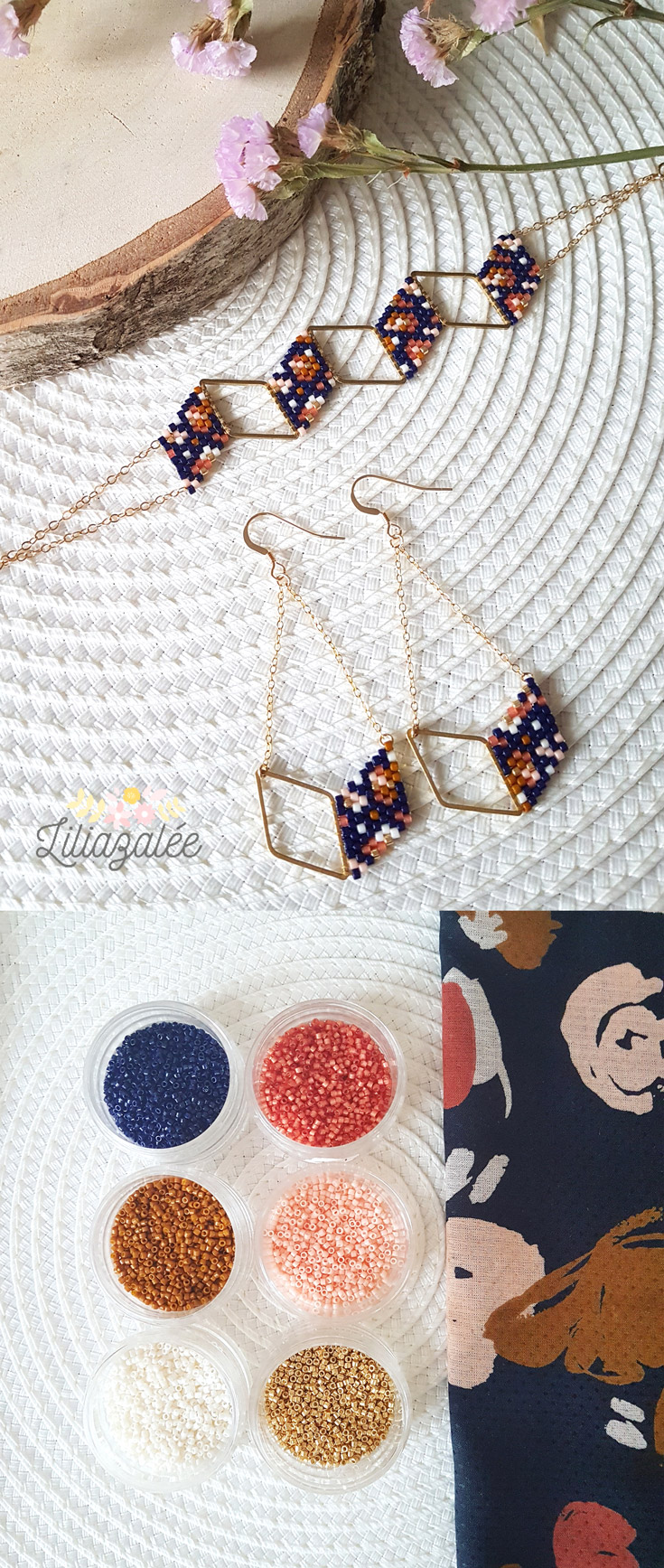 Schéma Bracelet losanges en tissage brickstitch par Lili Azalée Schéma Bracelet losanges en tissage brickstitch par Lili Azalée