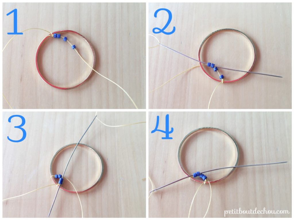 Pendentif cercle mandala en tissage brick stitch en perles Miyuki de Petit bout de chou : Etape 1 Pendentif cercle mandala en tissage brick stitch en perles Miyuki de Petit bout de chou : Etape 1