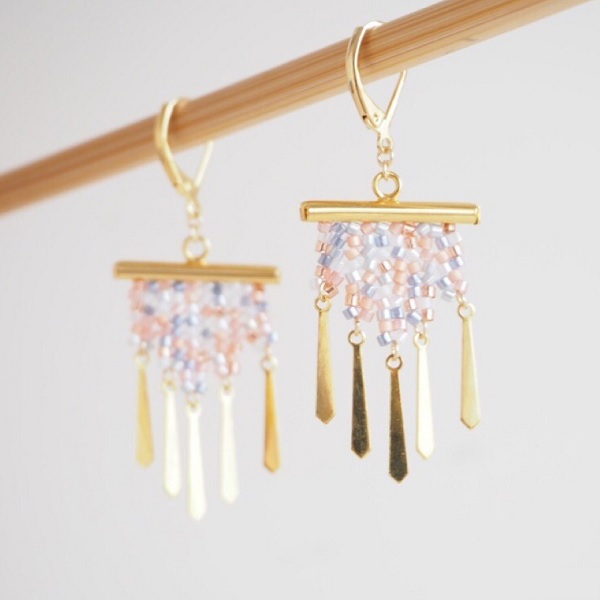 Boucles d'oreilles avec perles Miyuki tissage herringbone Boucles d'oreilles avec perles Miyuki tissage herringbone